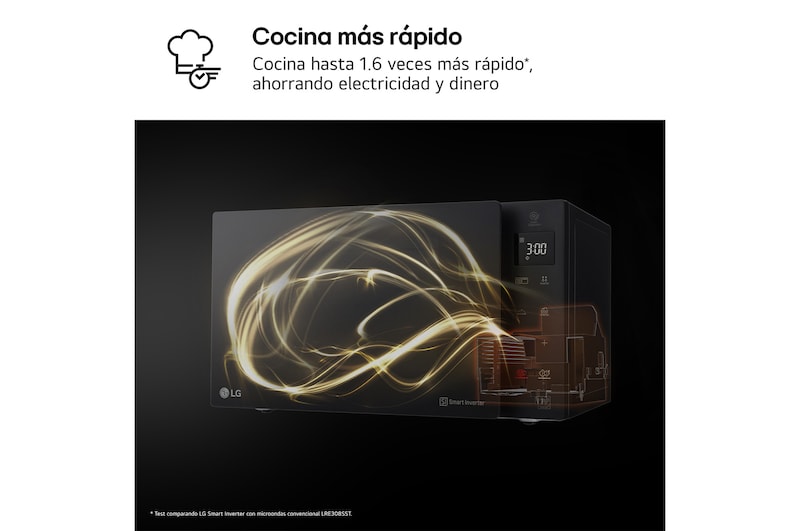 LG Microondas Grill Negro Smart Inverter 1200W de 32 litros, MH7235GPS