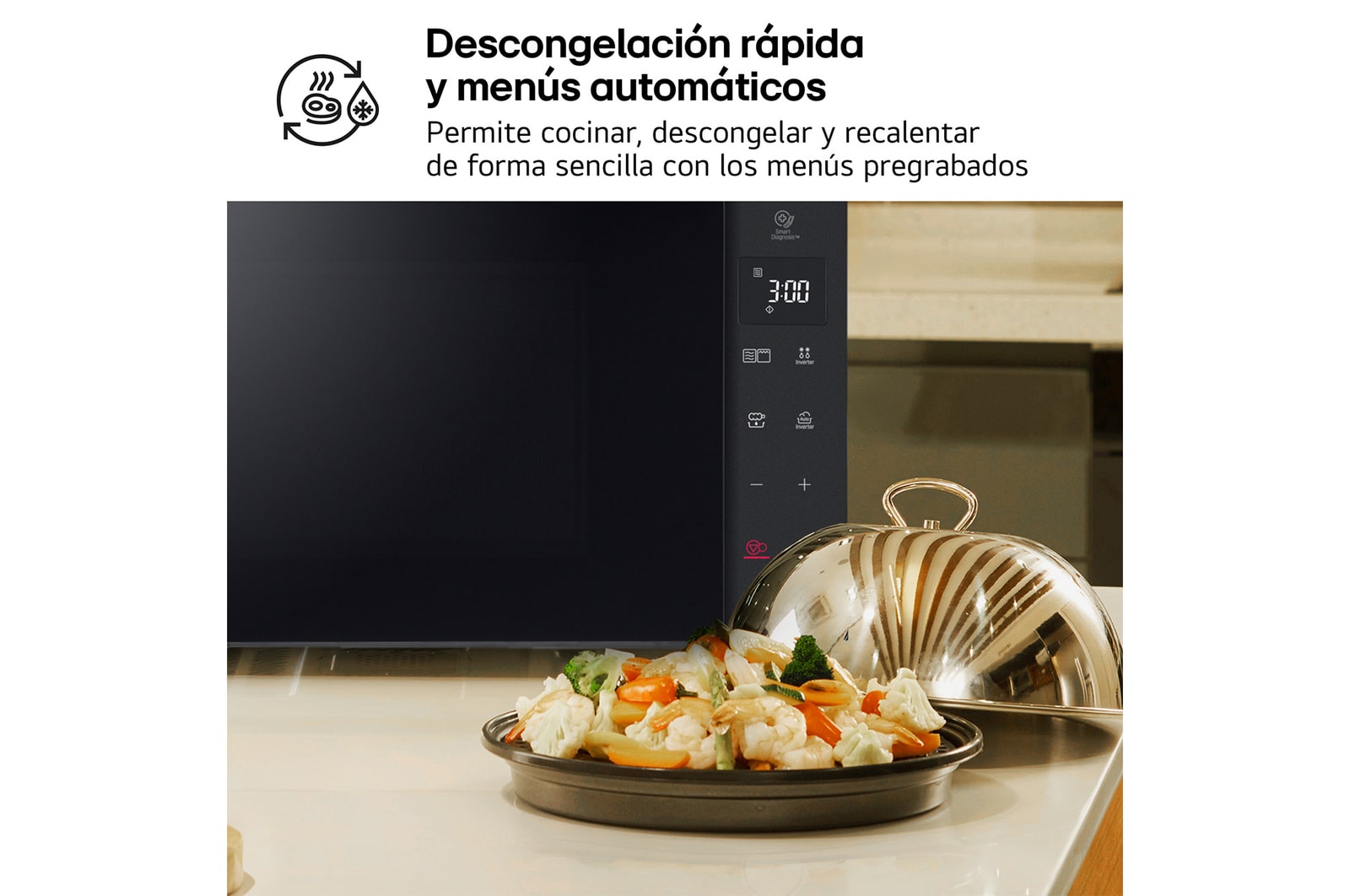 LG Microondas Grill Negro Smart Inverter 1200W de 32 litros, MH7235GPS