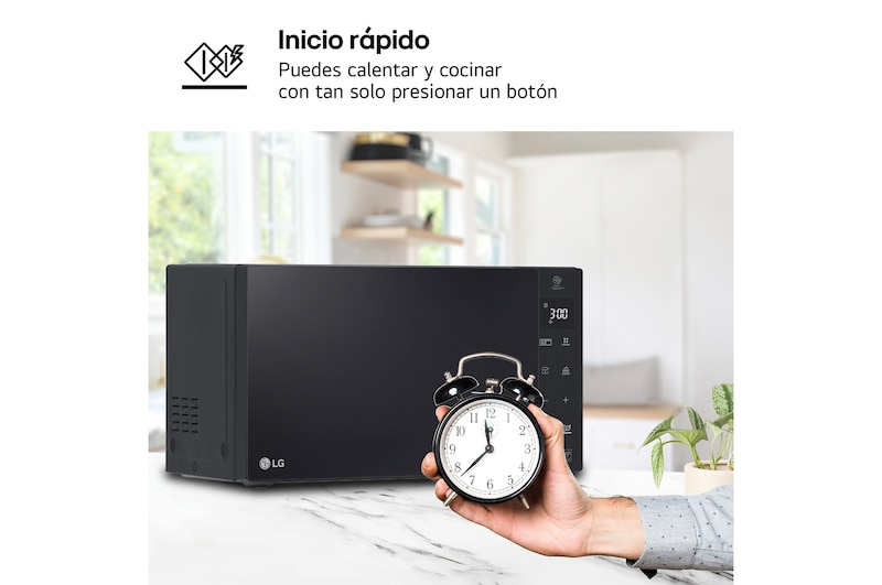 LG Microondas Grill Negro Smart Inverter 1200W de 32 litros, MH7235GPS