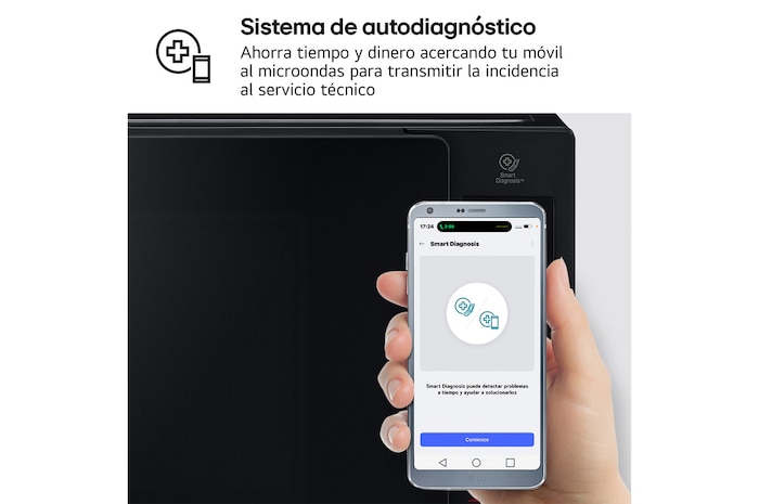 LG Microondas Grill Negro Smart Inverter 1200W de 32 litros, MH7235GPS