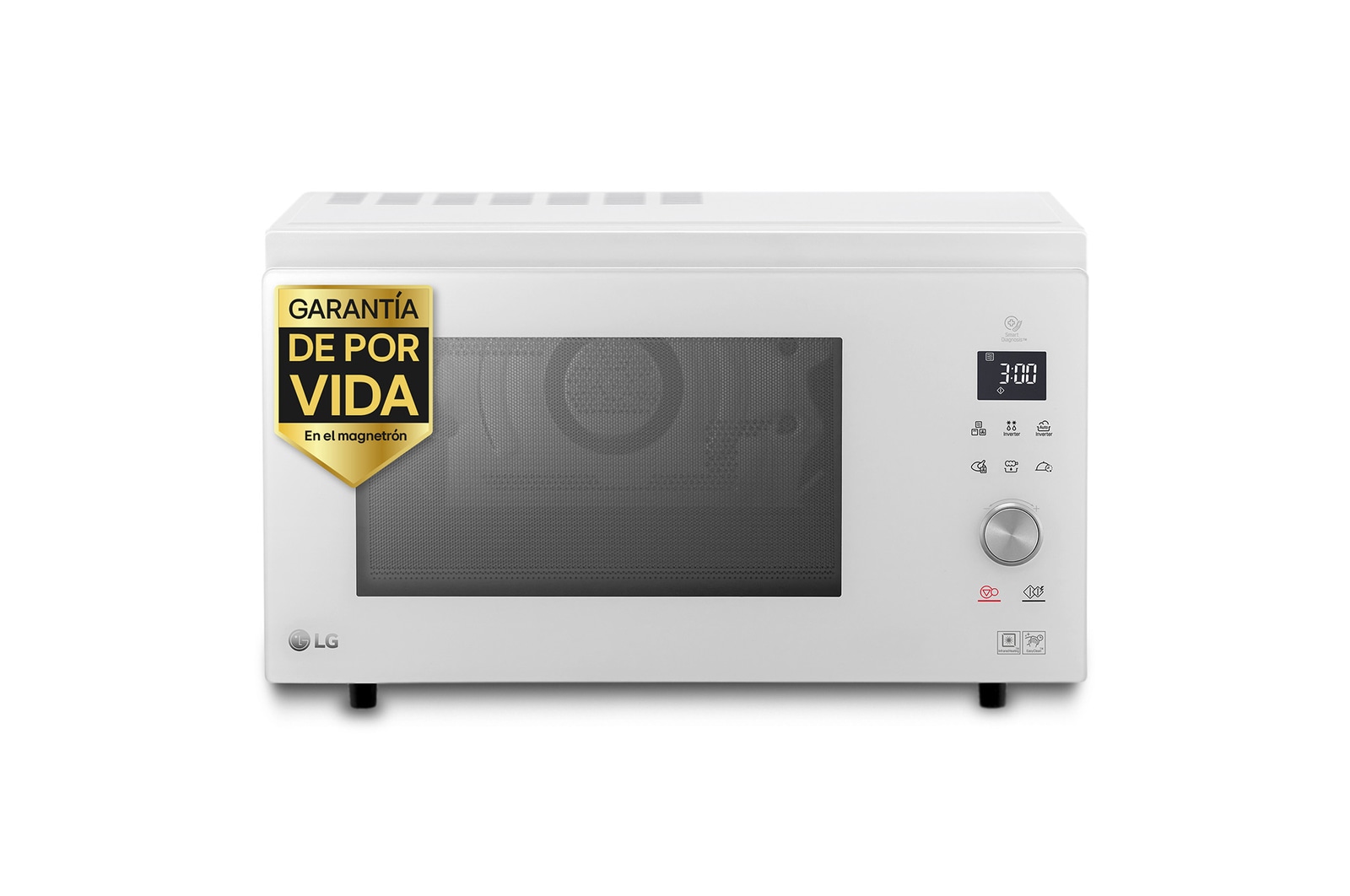 LG Microondas Grill Blanco Smart Inverter 1100W de 39 litros, MJ3965BPH