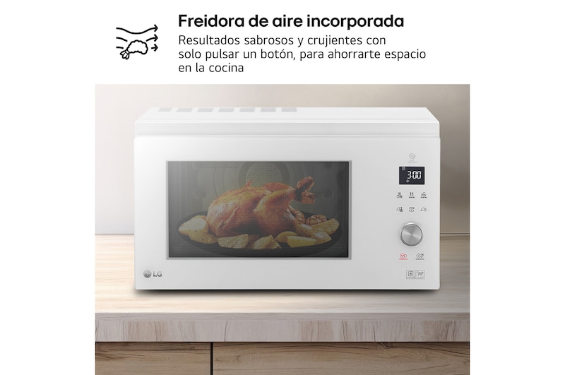 LG Microondas Grill Blanco Smart Inverter 1100W de 39 litros, MJ3965BPH