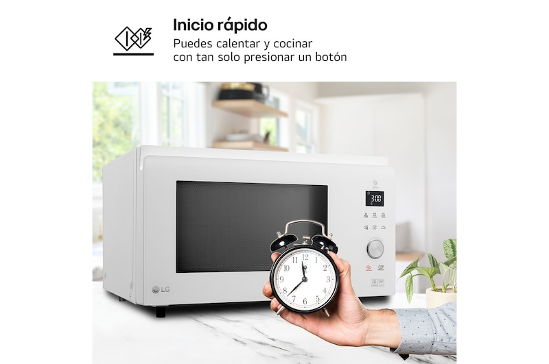 LG Microondas Grill Blanco Smart Inverter 1100W de 39 litros, MJ3965BPH