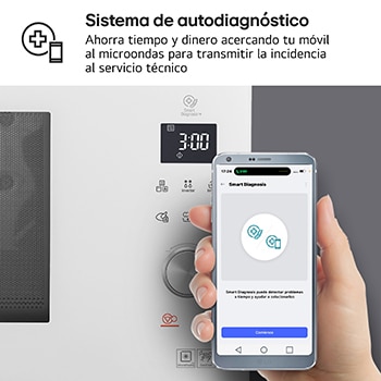 LG Microondas Grill Blanco Smart Inverter 1100W de 39 litros, MJ3965BPH
