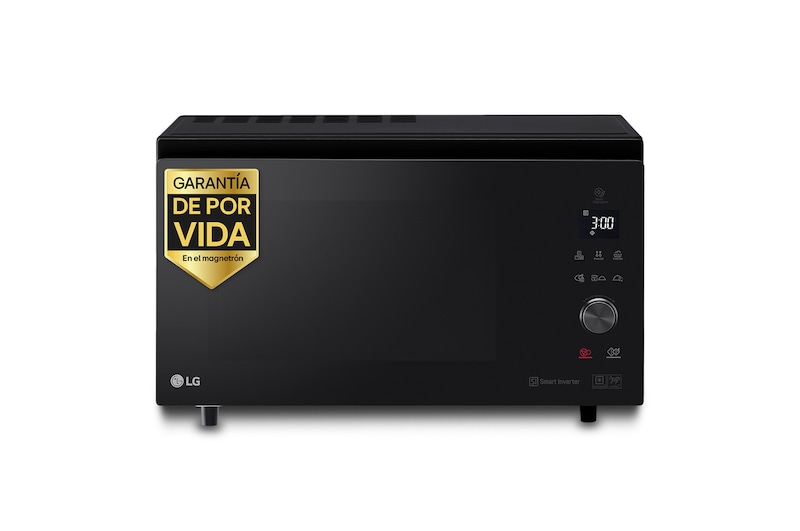 LG Horno Convección Microondas 4 en 1  Smart Inverter, con función freidora de aire,  color Negro 1100W de 39 litros, MJ3965BPS