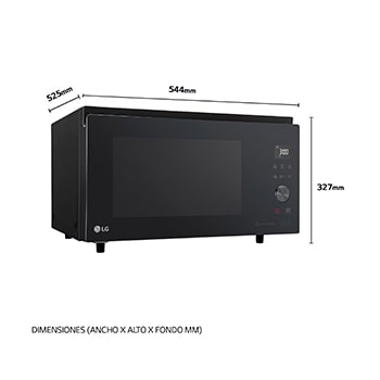 LG Horno Convección Microondas 4 en 1  Smart Inverter, con función freidora de aire,  color Negro 1100W de 39 litros, MJ3965BPS