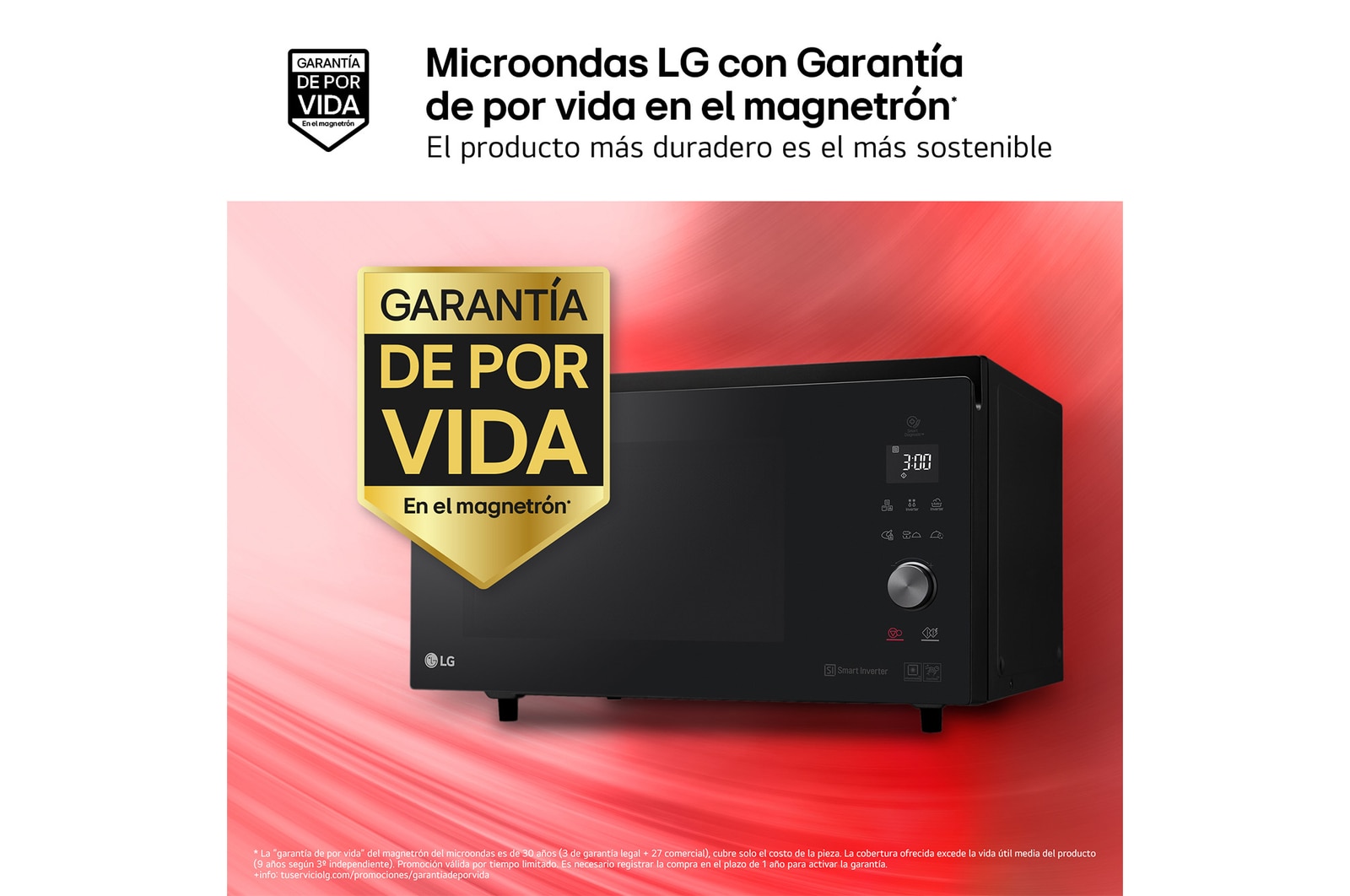 LG Horno Convección Microondas 4 en 1  Smart Inverter, con función freidora de aire,  color Negro 1100W de 39 litros, MJ3965BPS