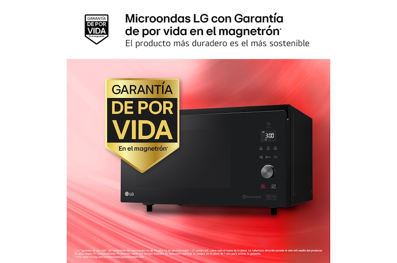 LG Horno Convección Microondas 4 en 1  Smart Inverter, con función freidora de aire,  color Negro 1100W de 39 litros, MJ3965BPS
