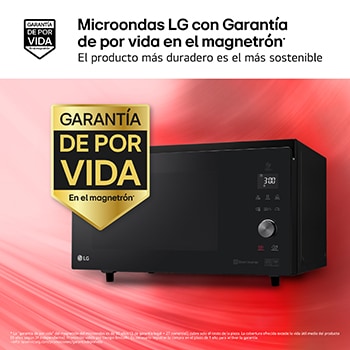 LG Horno Convección Microondas 4 en 1  Smart Inverter, con función freidora de aire,  color Negro 1100W de 39 litros, MJ3965BPS
