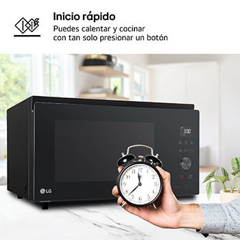 LG Horno Convección Microondas 4 en 1  Smart Inverter, con función freidora de aire,  color Negro 1100W de 39 litros, MJ3965BPS