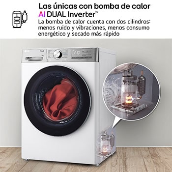 LG Secadora 10kg, C, con Bomba de calor Dual Inverter, Blanca , Serie 900, RH10V9AV2WR