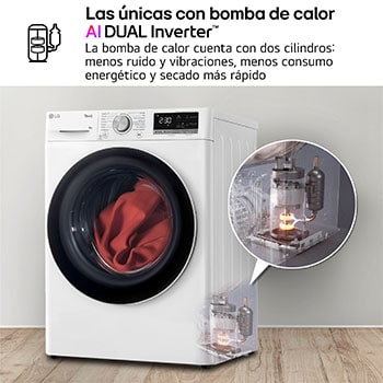 LG Secadora 8kg, C, con Bomba de calor Dual Inverter, Blanca, Serie 900, RH80V9AV4N