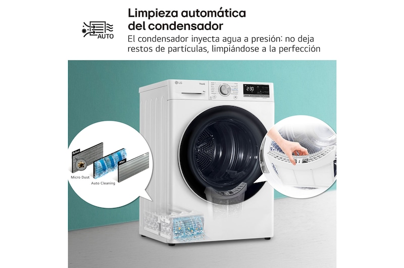 LG Outlet Secadora con Bomba de calor Dual Inverter 8kg, Clasificación C, Blanca, Serie 9, RH80V9AV4N.OUTLET