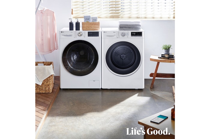 LG Secadora 9kg, C, con Bomba de calor Dual Inverter, Blanca, Serie 500, RH90V5AV6N