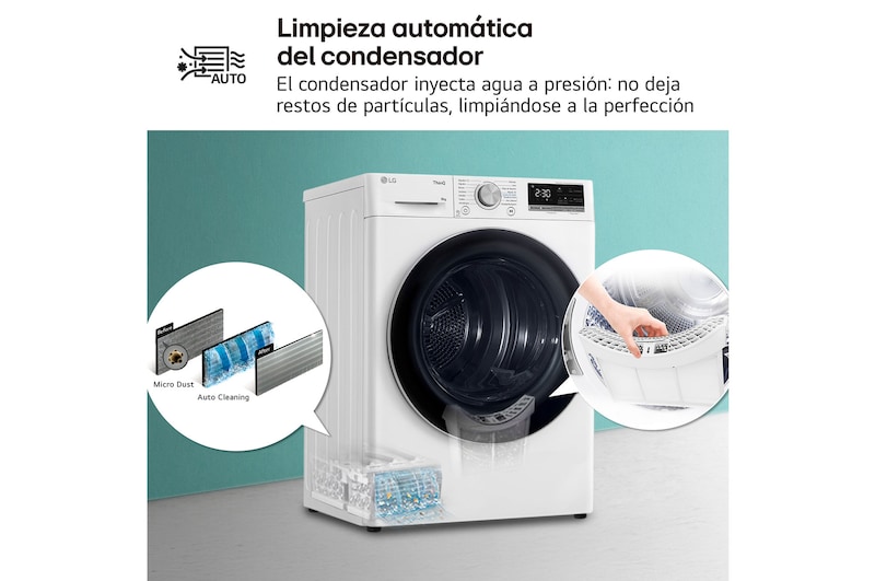 LG Secadora 9kg, C, con Bomba de calor Dual Inverter, Blanca, Serie 900, RH90V9AV3N