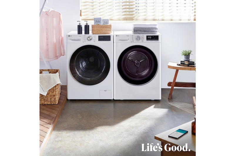 LG Secadora 9kg, C, con Bomba de calor Dual Inverter, Blanca, Serie 900, RH90V9AV3N
