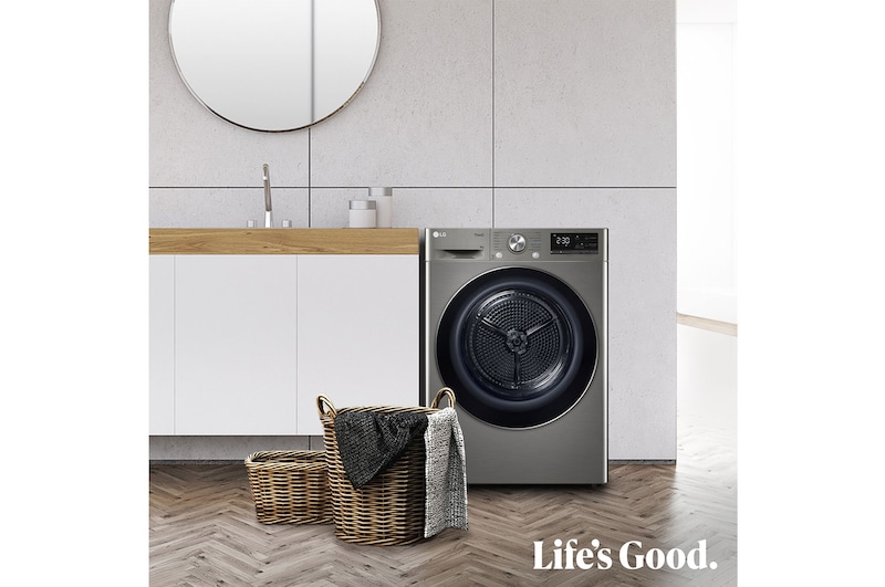LG Outlet Secadora 9kg, C, con Bomba de calor Dual Inverter, Inox Antihuellas, Serie 900, RH90V9PV2N.OUTLET