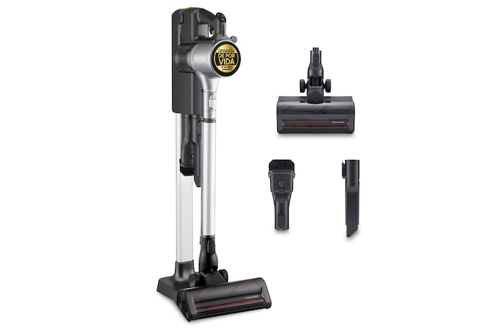 Vista frontal de Aspirador escoba LG Kompressor 260W succión, con doble batería y sistema de compresión de polvo, A9K-CORE3S