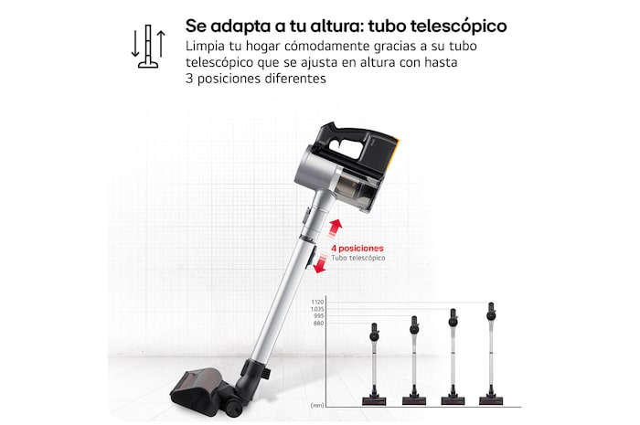 LG Aspirador escoba LG Kompressor 260W succión, con doble batería y sistema de compresión de polvo, A9K-CORE3S