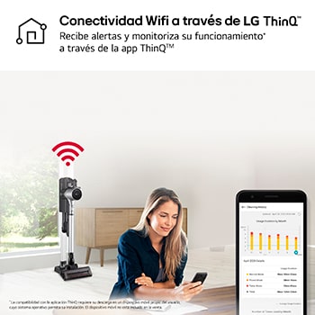 LG Aspirador  escoba LG  Kompressor  260W succión,  con  doble batería y sistema de compresión de polvo, A9K-CORE3S