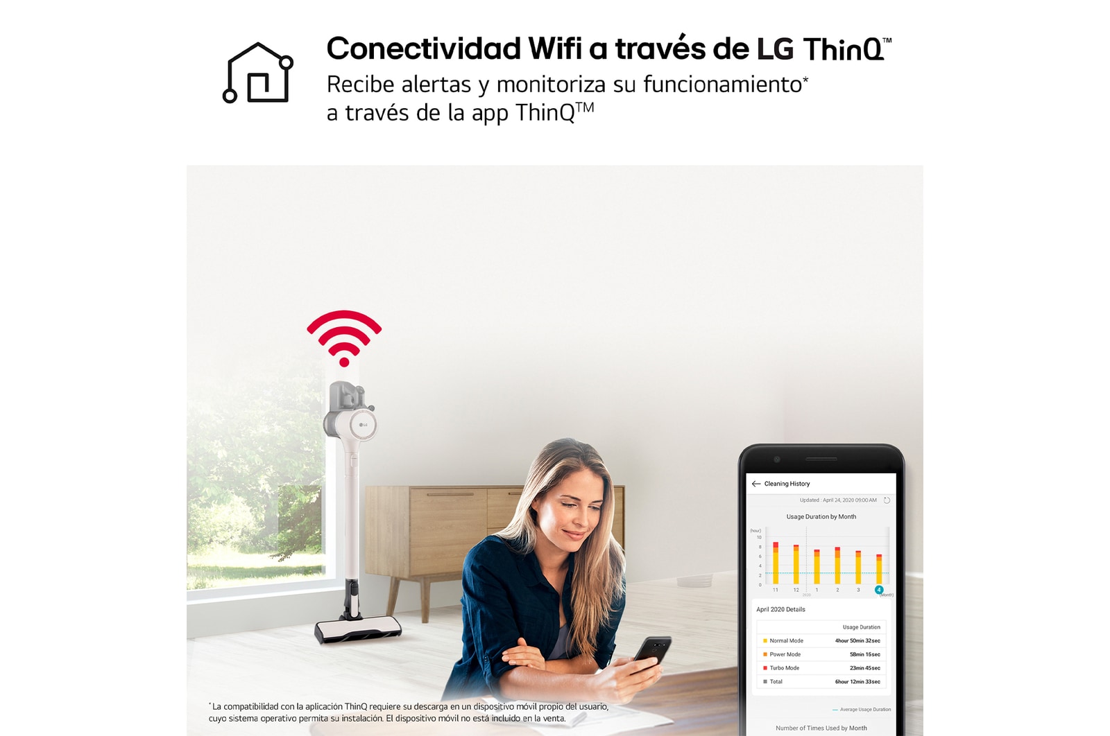 LG Outlet Aspirador escoba LG Kompressor 220W succión, sistema de compresión de polvo, A9K-LITE1C.OBSEXC