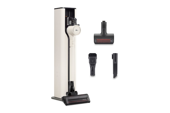 Vista frontal de CordZero™ 260W Aspirador escoba sin cable All-in-One Beige Sistema de autovaciado, A9T-PRIME1C