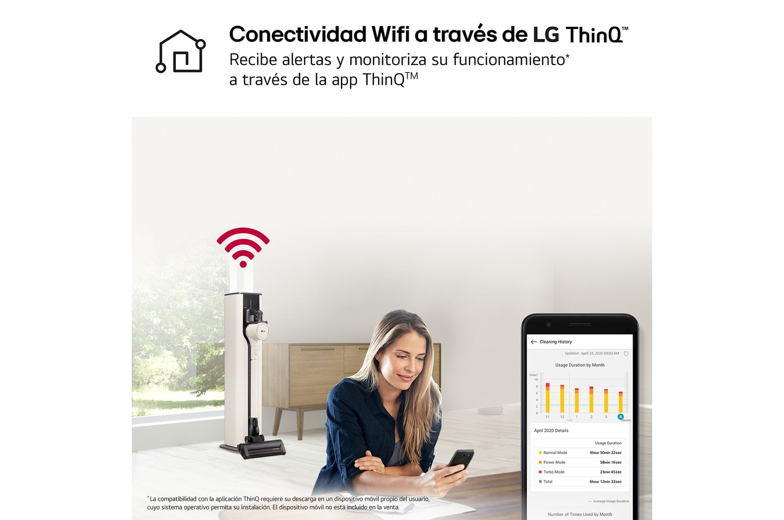 LG Aspirador escoba LG All-in-One Kompressor 260W de succión, sistema de autovaciado y sistema de compresión de polvo, A9T-PRIME1C.OBSEXC