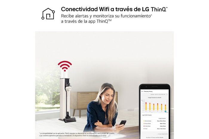 LG Aspirador escoba LG All-in-One Kompressor 260W de succión, sistema de autovaciado y sistema de compresión de polvo, A9T-PRIME1C.OBSEXC