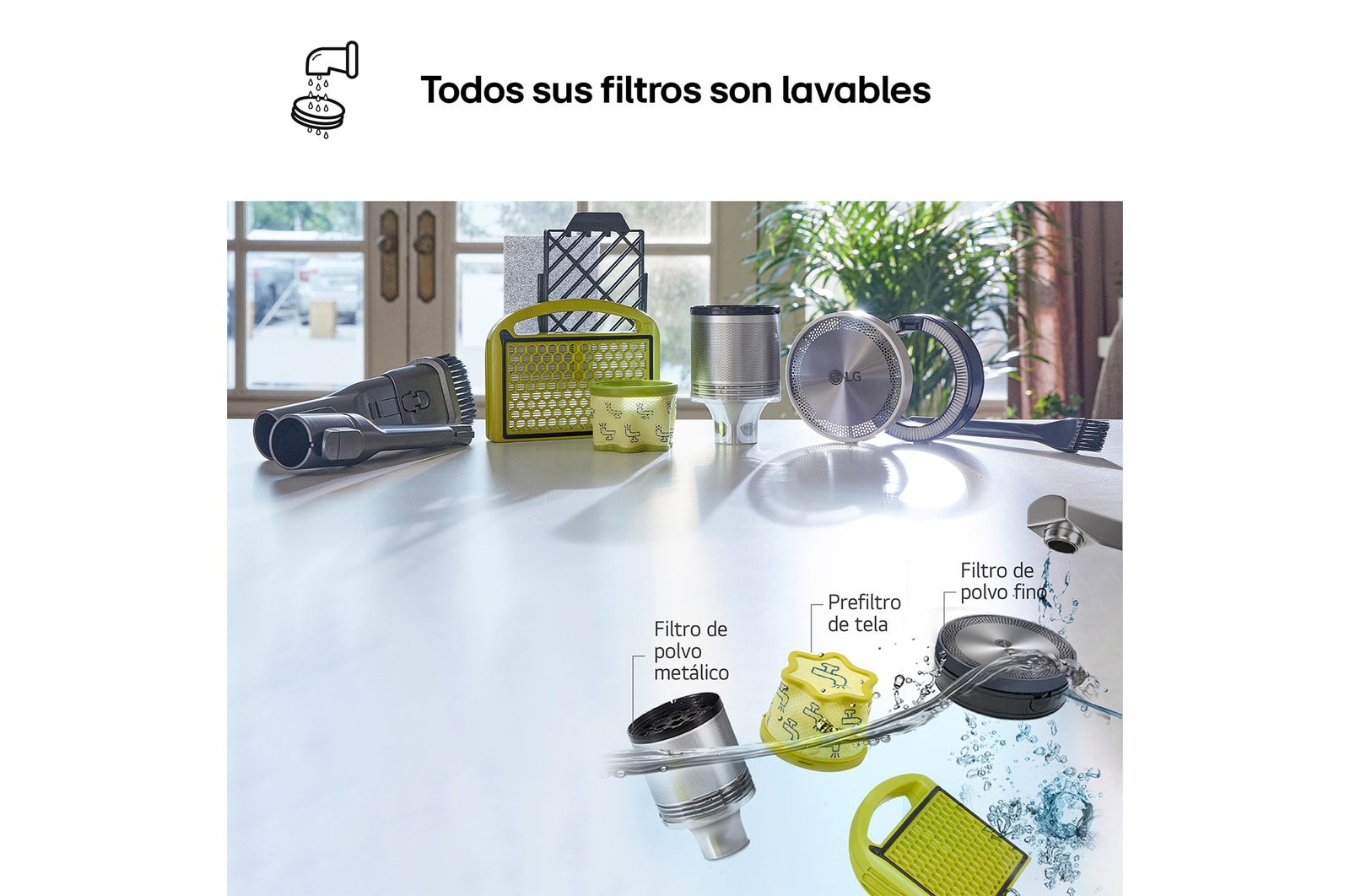 LG CordZero™ 260W Aspirador escoba sin cable All-in-One Beige Sistema de autovaciado, A9T-PRIME1C