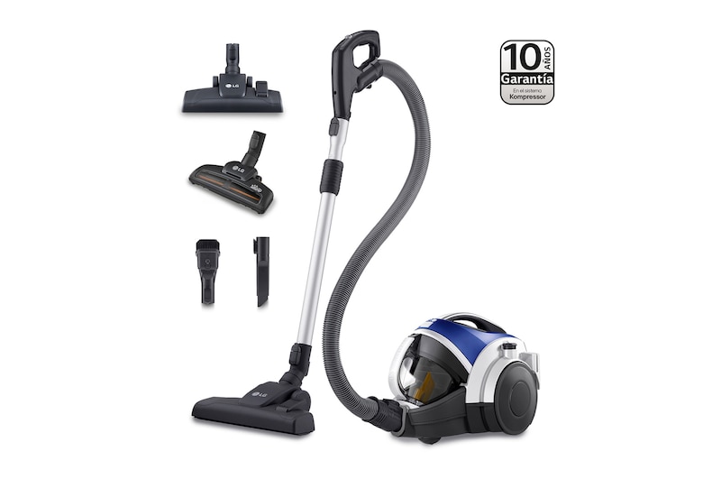 Vista frontal de Aspirador sin bolsa  650W con sistema de compresión de polvo LG Kompressor, azul, VK8506NHAC