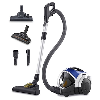 Vista frontal de Aspirador sin bolsa  650W con sistema de compresión de polvo LG Kompressor, azul, VK8506NHAC