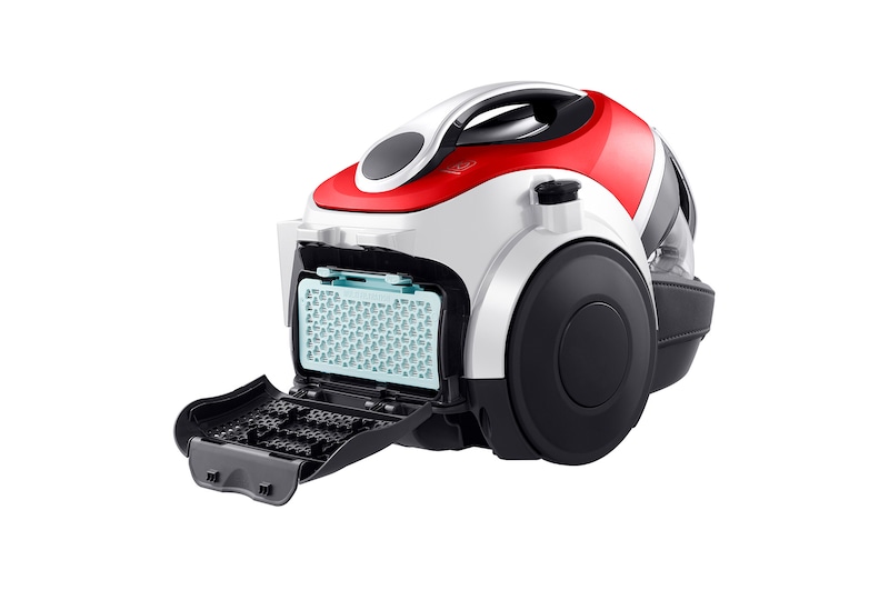 LG Aspirador sin bolsa  650W con sistema de compresión de polvo LG Kompressor, rojo, VK8506NHAG