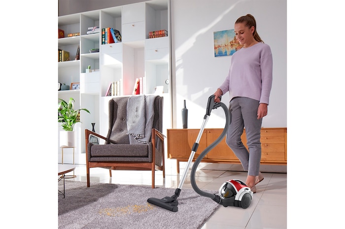 LG Aspirador sin bolsa 650W con sistema de compresión de polvo LG Kompressor, rojo, VK8506NHAG