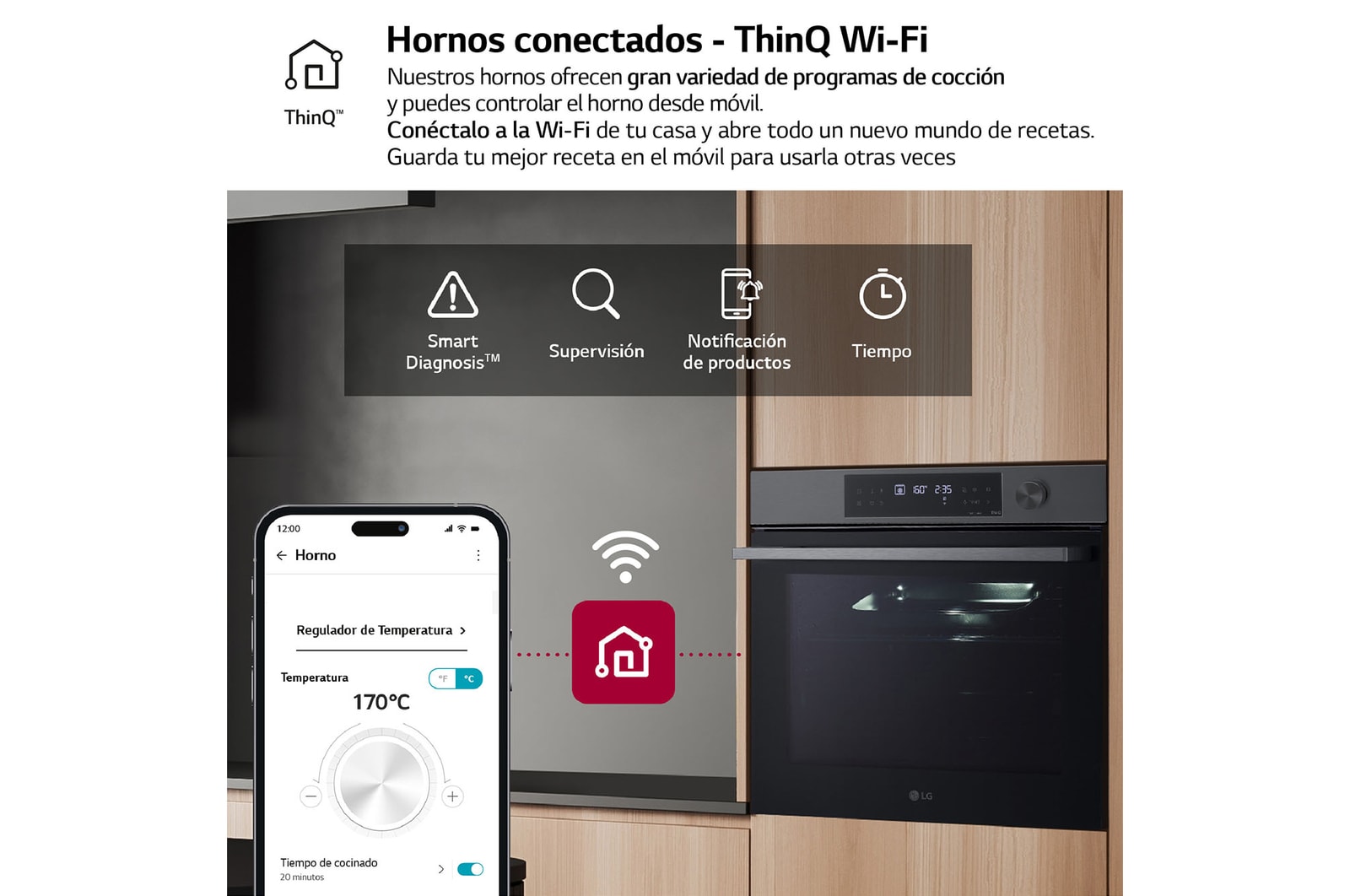 LG Outlet Horno Pirolítico Instaview 76L A+ con sistema de limpieza Blue EasyClean, guías, acero negro mate, WS7D7632WB.OUTLET