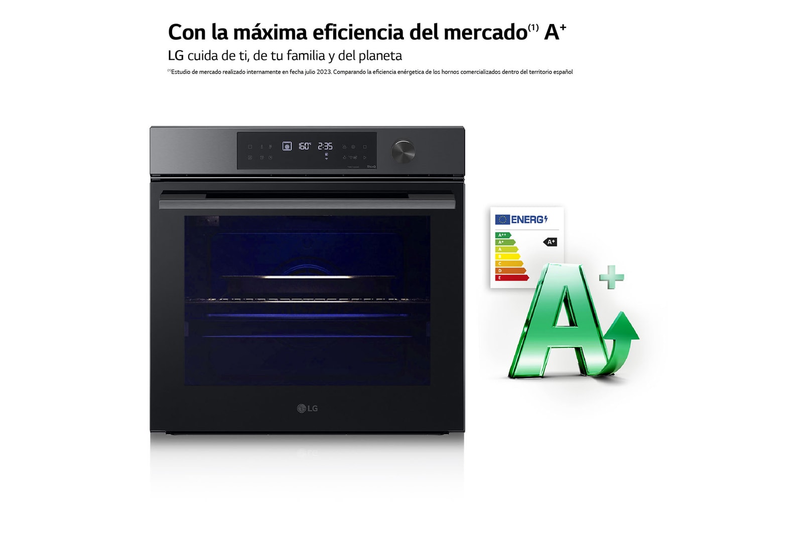 LG Outlet Horno Pirolítico Instaview 76L A+ con sistema de limpieza Blue EasyClean, guías, acero negro mate, WS7D7632WB.OUTLET