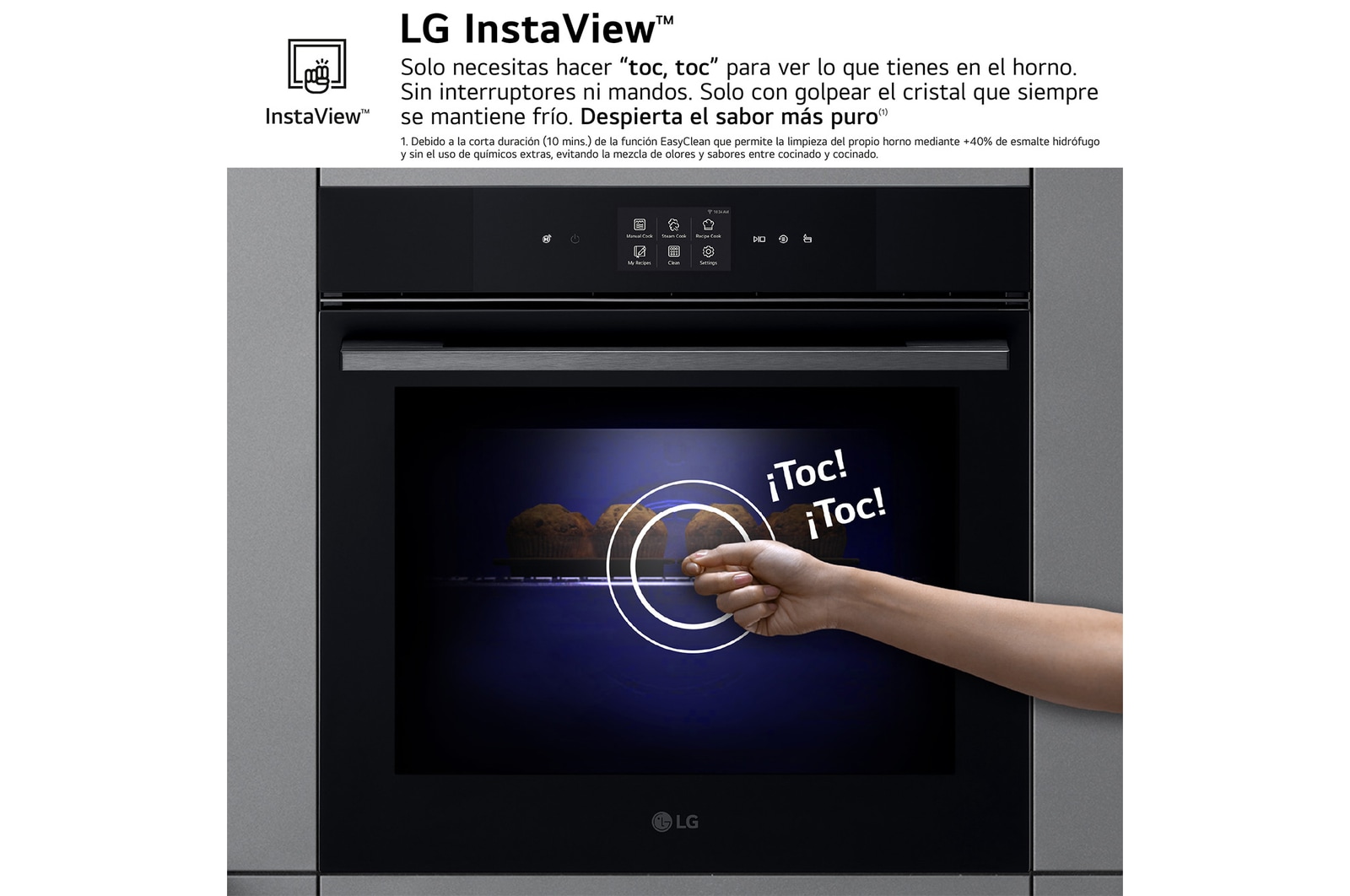LG Horno Instaview Vapor 100% 76L A++ con sistema de limpieza Blue EasyClean, cristal negro mate, WS9D7672WM