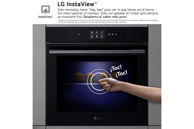 LG Horno Instaview Vapor 100% 76L A++ con sistema de limpieza Blue EasyClean, cristal negro mate, WS9D7672WM