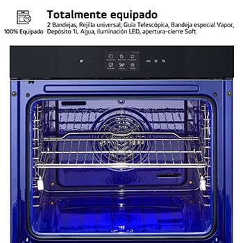 LG Horno Instaview Vapor 100% 76L A++ con sistema de limpieza Blue EasyClean, cristal negro mate, WS9D7672WM