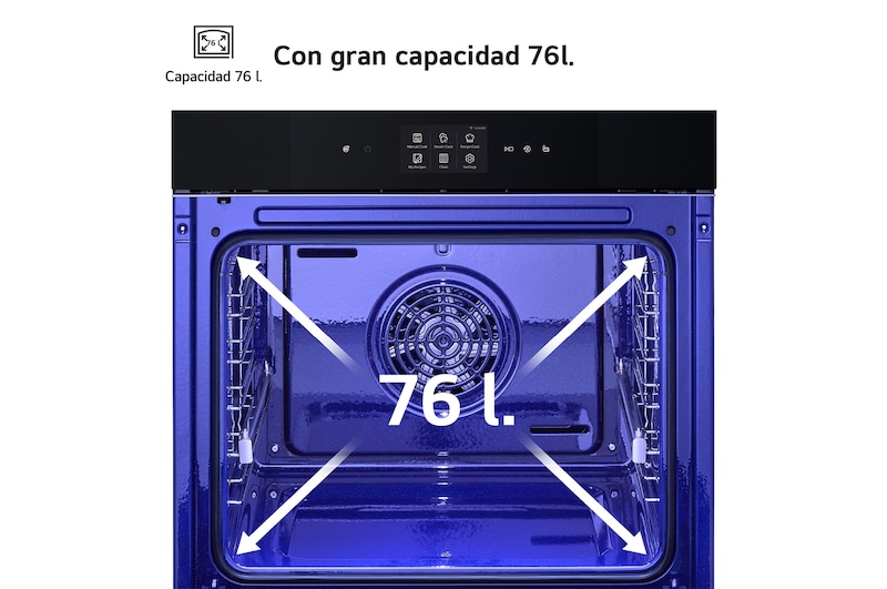 LG Horno Instaview Vapor 100% 76L A++ con sistema de limpieza Blue EasyClean, cristal negro mate, WS9D7672WM