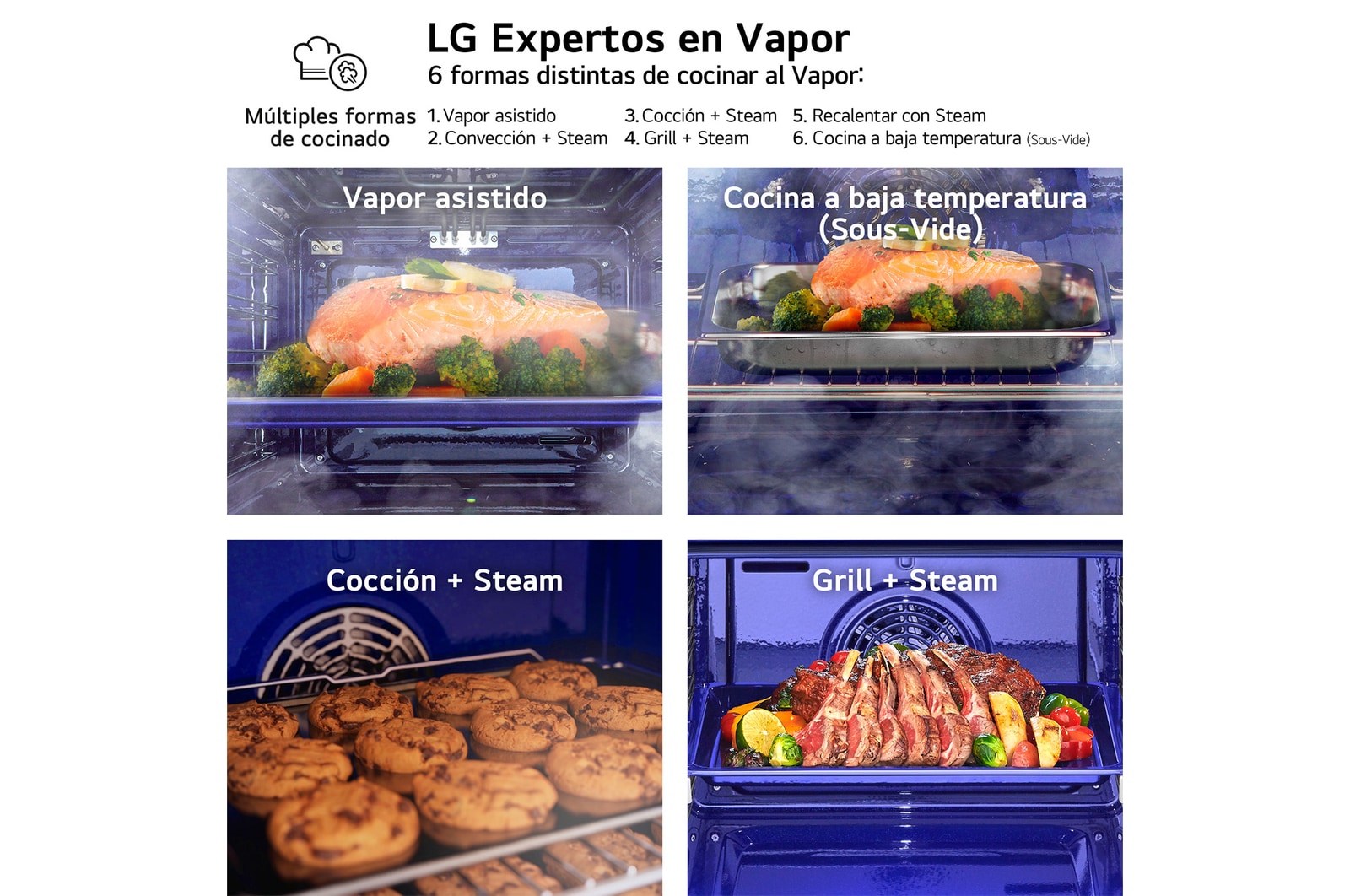 LG Horno Instaview Vapor 100% 76L A++ con sistema de limpieza Blue EasyClean, cristal negro mate, WS9D7672WM