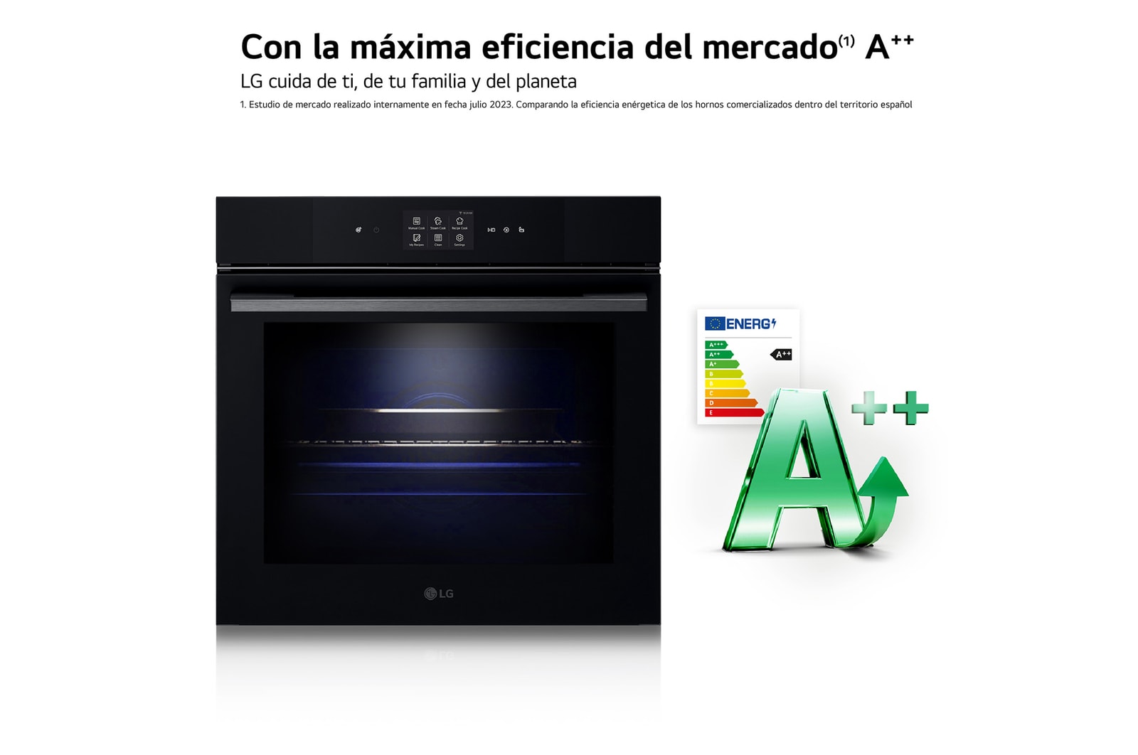 LG Horno Instaview Vapor 100% 76L A++ con sistema de limpieza Blue EasyClean, cristal negro mate, WS9D7672WM
