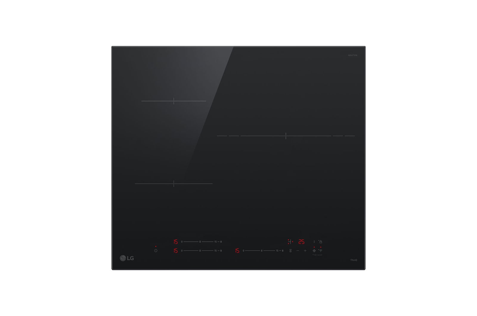 Front view of 24in Smart Inverter induction Black with Hood paring, Easy Control, Large burner. ({Sales Model Code})