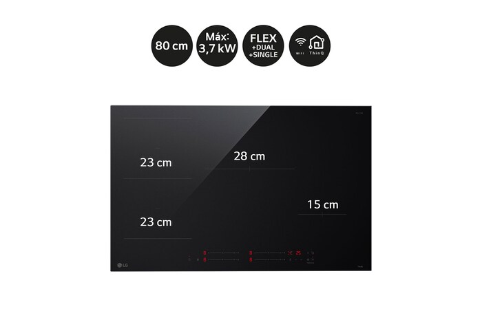 Max Power_A wide pan is located on two burners In the induction hob and the food is steaming.