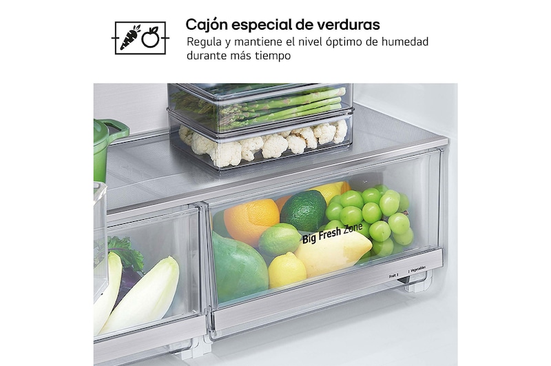 LG Frigorífico American Combi InstaView ™, Clasificación E, 638 L, Acero texturizado antihuellas, GMG960MBEE