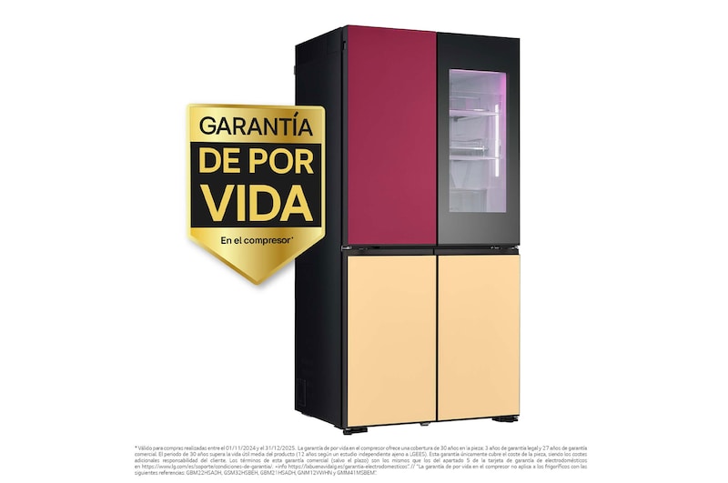 LG Frigorífico American Combi Intaview con MoodUp ™, Door Cooling+, 1,86 m,Clasificación E, 617 L, Multicolor, GMV960NNME