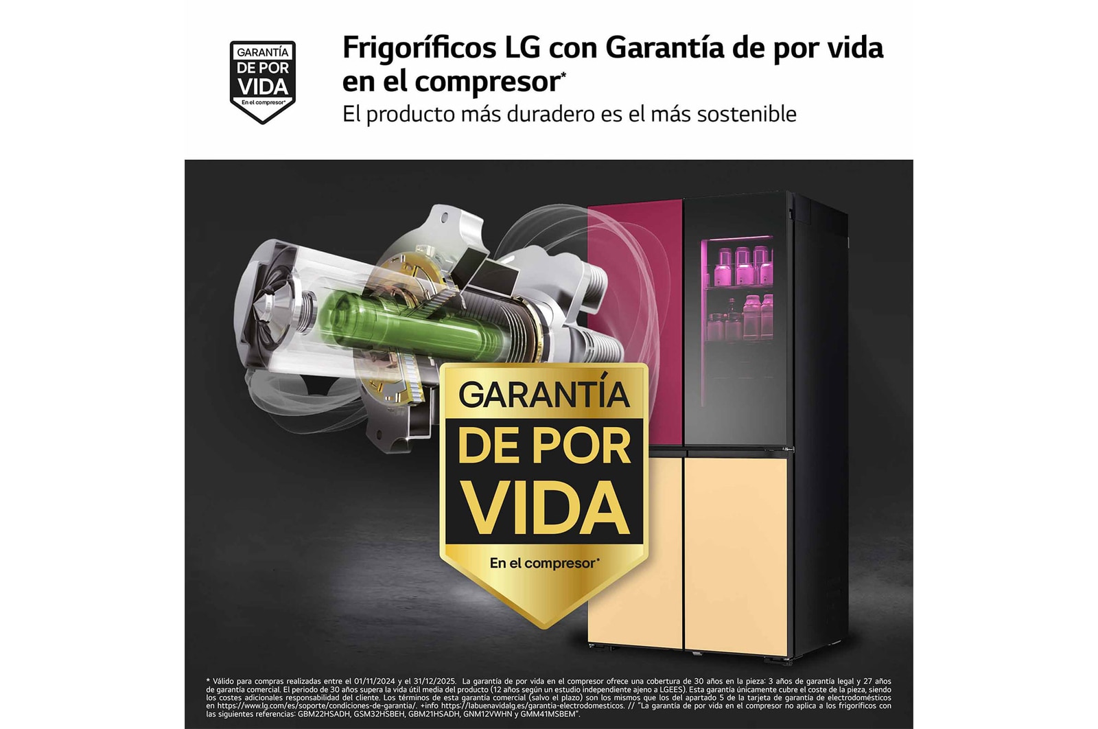 LG Frigorífico American Combi Intaview con MoodUp ™, Door Cooling+, 1,86 m,Clasificación E, 617 L, Multicolor, GMV960NNME