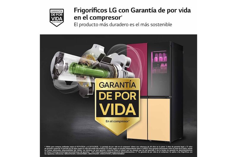 LG Frigorífico American Combi Intaview con MoodUp ™, Door Cooling+, 1,86 m,Clasificación E, 617 L, Multicolor, GMV960NNME
