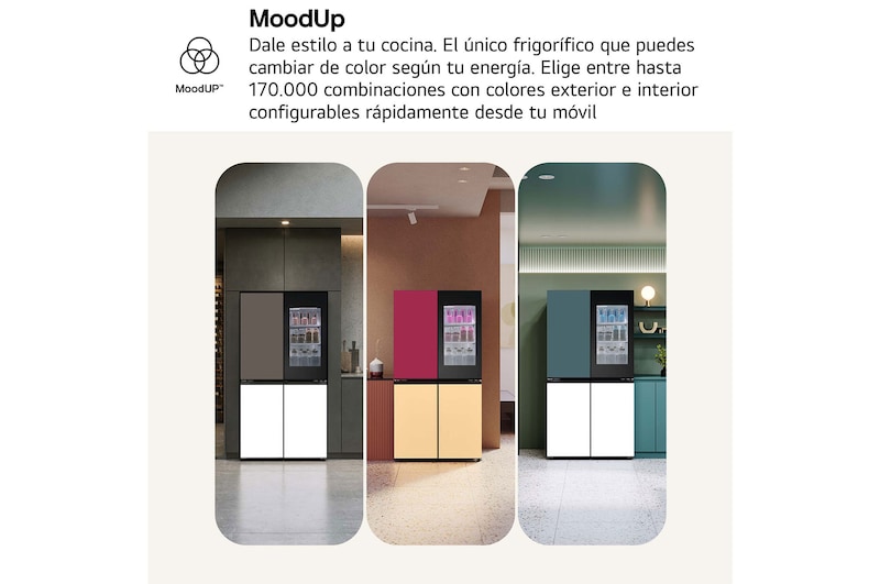 LG Frigorífico American Combi Intaview con MoodUp ™, Door Cooling+, 1,86 m,Clasificación E, 617 L, Multicolor, GMV960NNME
