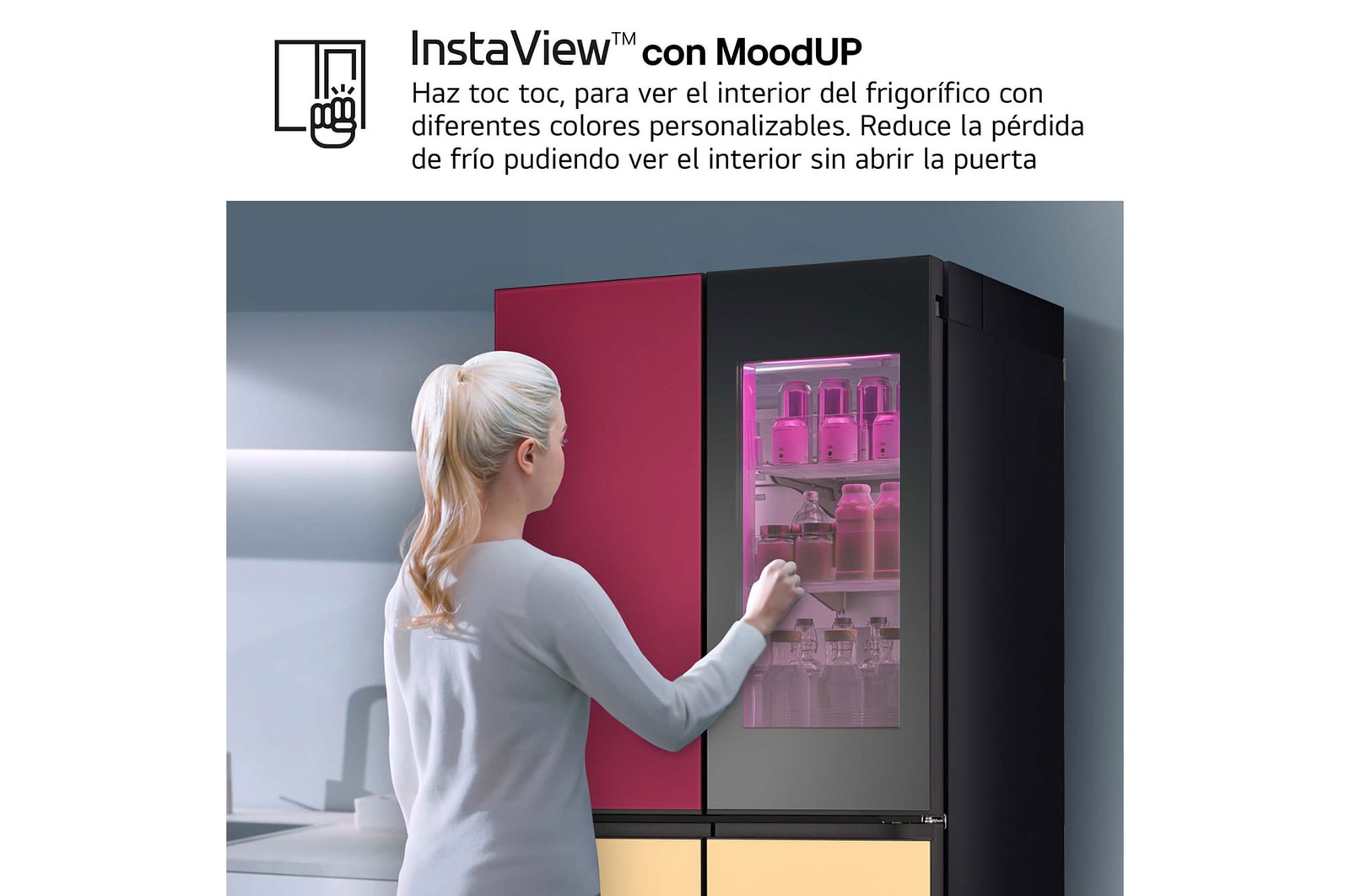 LG Frigorífico American Combi Intaview con MoodUp ™, Door Cooling+, 1,86 m,Clasificación E, 617 L, Multicolor, GMV960NNME