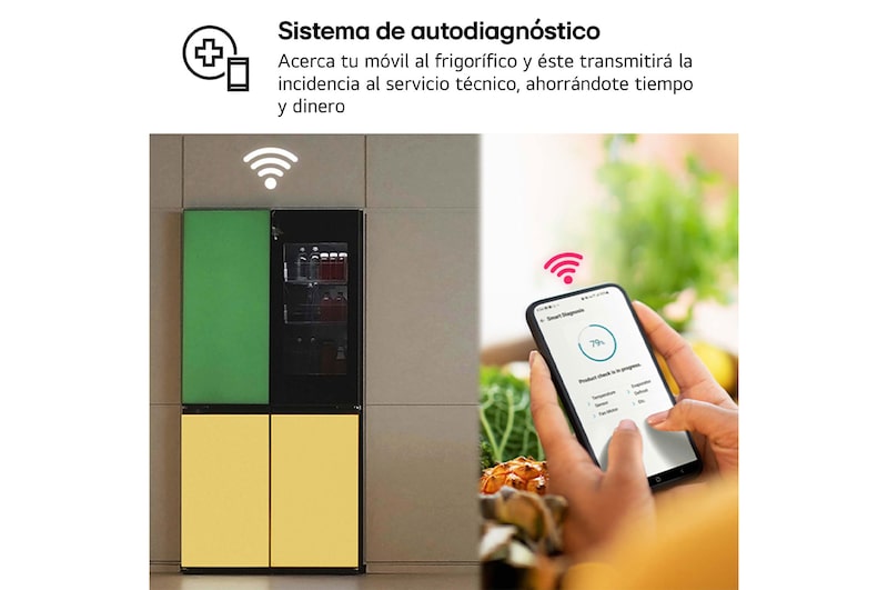 LG Frigorífico American Combi Intaview con MoodUp ™, Door Cooling+, 1,86 m,Clasificación E, 617 L, Multicolor, GMV960NNME
